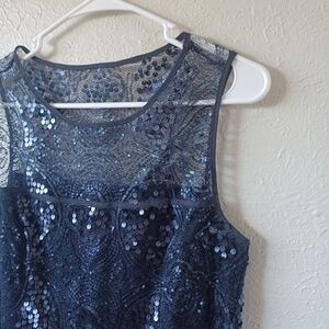 Navy Sequin Sleeveless Dress